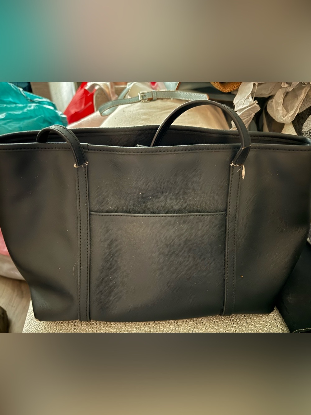 Easy Spirit Black Tote Bag with Front Slip Pocket
